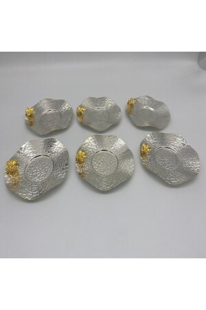 Wavy Model Tea Plate Tea Coffee Presentation Silver Series Floral Accessory Gold Color Coaster Çaytbk01 - Fiyakalı Ürünler Atölyesi