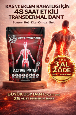 waw international Active Patch – Kas Ve Eklem Ağrıları Için Doğal Bant | Anında Rahatlama Ve Uzun Süreli Etki 25 Adet - Halal