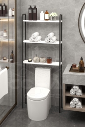 Wc Arkası Klozet Rafı Klozet Üstü Raf Ve Organizatör Havluluk Banyo Düzenleyici Beyaz oval arkalık Beyaz - Cosargroup