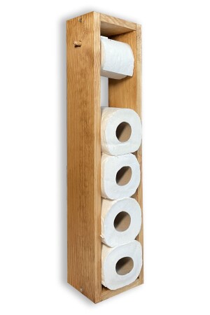 Wc Paper Holder Toilet Roll Holder Wooden Bathroom Oak Color oak60x15 - AHŞAAP