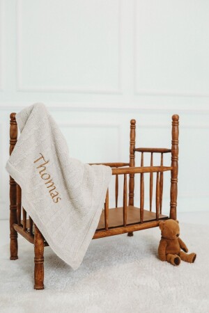 [We Embroider the Name You Want] Welsoft Baby Blanket Beige Inside Plush Newborn Blanket - Tinykiddesign
