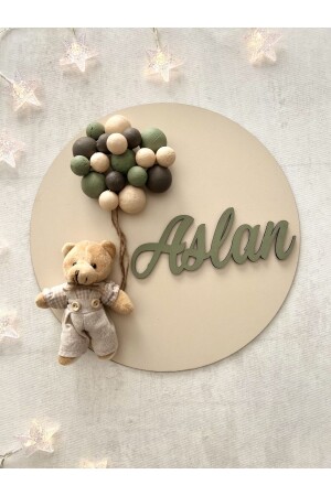 We Write the Name You Want - Baby Door and Wall Decoration with Bubble Teddy Bear - Bonika