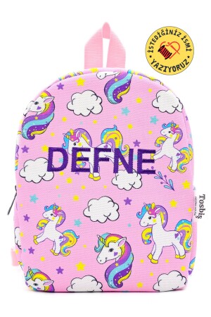 [ WE WRITE THE NAME YOU WANT ] Cute Unicorn 0-8 Years Old Children's Backpack - Nursery - Kindergarten Bag - Tosbiş