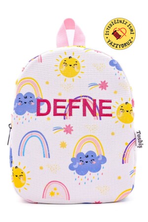 [ WE WRITE THE NAME YOU WANT ] Neşeli Güneş 0-8 Years Old Children's Backpack - Nursery - Kindergarten Bag - Tosbiş