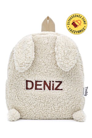 [We Write the Name You Want] Rabbit Cream 0 - 8 Years Kindergarten Children's School / Backpack Plush - Tosbiş