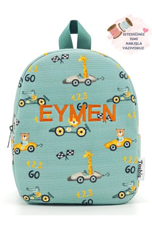 [We Write the Name You Want] Race Car 0-8 Years Old Children's Backpack - Kindergarten-Nursery Bag - Tosbiş
