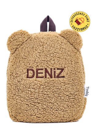 [ WE WRITE THE NAME YOU WANT ] Teddy Milk Coffee 0-8 Years Old Child Backpack - Kindergarten-Nursery Bag - Tosbiş