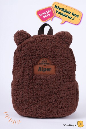 [WE WRITE THE NAME YOU WANT] - Teddy-Plush Brown 0-8 Years - Nursery-Kindergarten Children's Backpack - Minilee