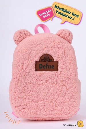 [WE WRITE THE NAME YOU WANT] - Teddy-Plush Pink 0-8 Years - Nursery-Kindergarten Children's Backpack - Minilee