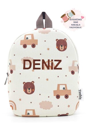 [We Write the Name You Want] Toy Car 0-8 Years Old Children's Backpack - Kindergarten-Nursery Bag - Tosbiş
