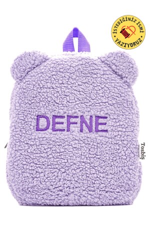 [WE WRITE THE NAME YOU WANT WITH EMBROIDERY ] Teddy Lilac 0-8 Years Old Children's Backpack - Kindergarten-nursery - Tosbiş