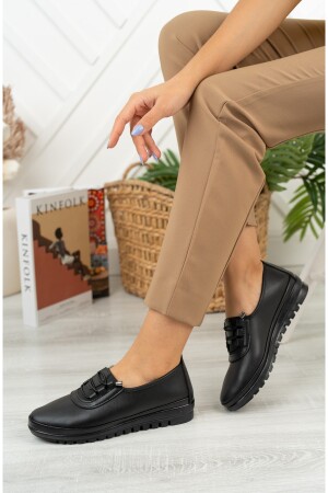 Weiche, elastische, wasserabweisende orthopädische Damenschuhe mit schwarzer Haut KSM-SHOES-KSM318 - AYAKKABI BÜYÜSÜ