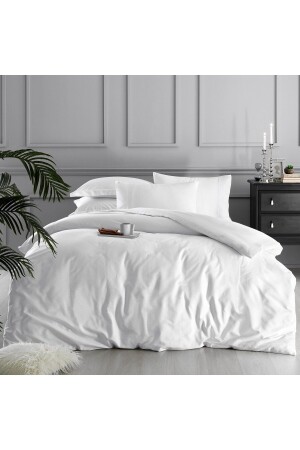 Weiße Kollektion, quadratischer Bettbezug aus Baumwoll-Jacquard-Satin, Weiß, 60244694 - Linens