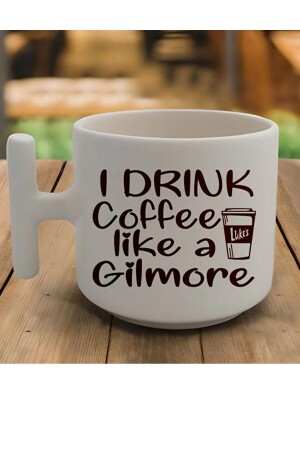Weiße T-Griff-Dırınk-Kaffee-Design-Latte-Cup-Modelle und Lederarmband-Geschenk ÖZG-00002 - homestorebotique
