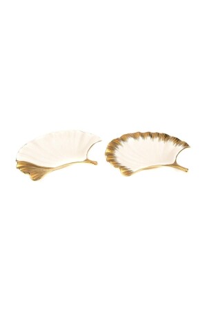 Weißes 2-teiliges Blatt-Servierset aus Porzellan, 28 cm. P257. 891093 - Mikasa Moor