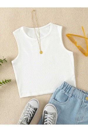 Weißes Camisole-Crop-Top für Mädchen aus Baumwolle - Madalina