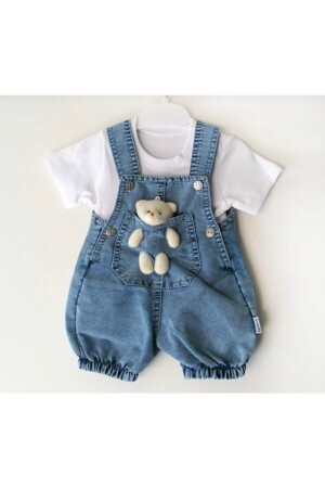 Weißes Denim-Salopet-T-Shirt-Doppelset - Temiz