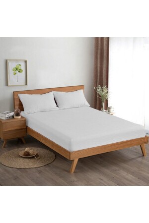 Weißes Doppel-King-Size-Bettlaken aus gekämmter Baumwolle, King-Size-Bett, 200 x 200 cm B. B. Stift. 003 - Karahanli