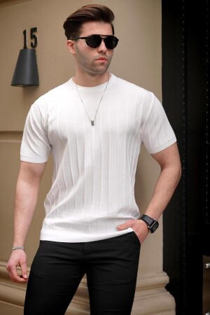 Weißes Herren-T-Shirt 5684 - Madmext