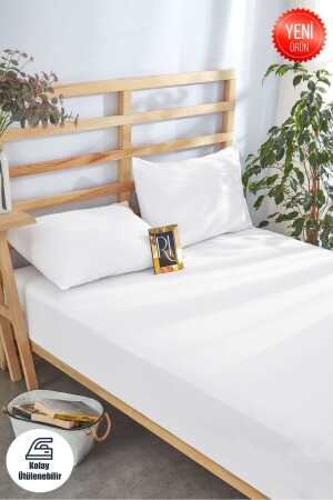 Weißes Spannbettlaken-Set aus Baumwolle für Luxushotels – Einzelbett, Doppelbett, volle Größe mit Kissenbezug - Ricco Lifes
