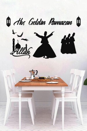 Welcome Ramadan Laser Cut Black Wall Decoration Product Wall Ornament Living Room Decoration Gift Painting 40 x 70 - Gibella