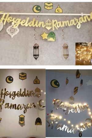 Welcome Ramadan Sign with Led Light Ramadan Holiday Ceiling Ornament Sultan of 11 Months Religious Ornament - Hayaller Dükkanı