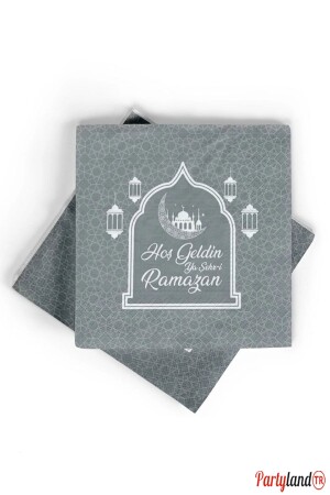 Welcome Ramadan Silver Color Paper Napkin 20 Pieces - Partylandtr