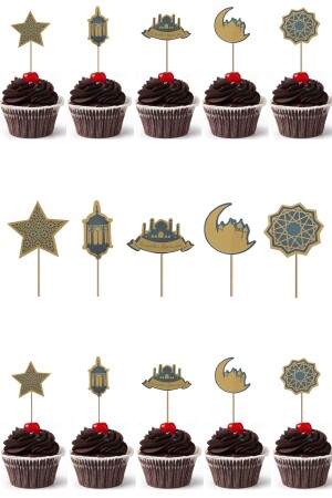 Welcome Ramadan Themed Toothpick Set with Gold Leaf Detail 10 Pieces - Yusuf Dirik YD Party Supplies