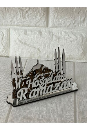 Welcome Ramadan Written Silver Plexiglass Napkin Holder - Genel Markalar