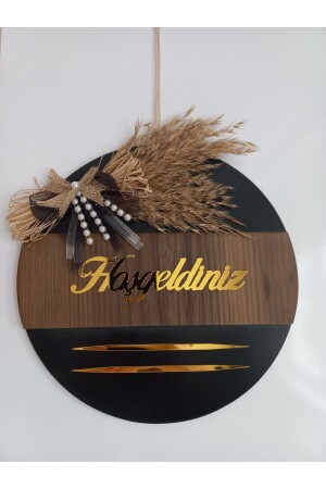 Welcome Written Mirrored Plexi Wooden Door Ornament Decorative Exterior Door Ornament - HeiN