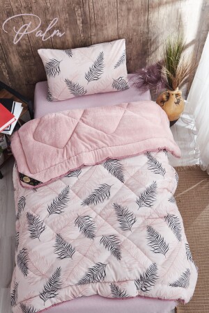WELSOFT SINGLE PINK QUILT WITH PALM PATTERN - Marla Home