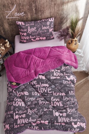 WELSOFT SINGLE PURPLE LOVE QUILT SET - Marla Home