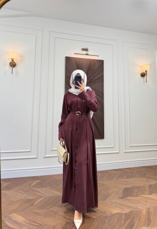 Wespa Belted Dress - Burgundy - Duendeca