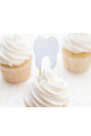 Wheat Themed White Glitter Toothpick Ornament 12 Pieces - Partifabrik