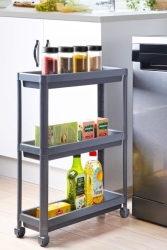 Wheeled Shelf Unit 3 Tiers Gray Bathroom-kitchen-pantry Shelf Multi-Purpose Serving Table Organizerom3010 OMBEG - Genel Markalar