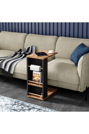 Wheeled Side Table Roll Towel Attachable Sofa Table C Coffee Table Nesting Coffee Table - Atlantic Pine - Gray CT3 - interGO