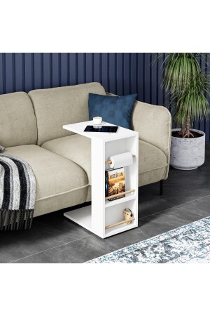 Wheeled Side Table Roll Towel Attachable Sofa Table C Coffee Table Nesting Coffee Table - White CT3 - interGO