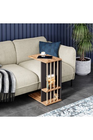 Wheeled Side Table Sofa Table C Coffee Table Nesting Coffee Table Serving Table - Atlantic Pine - Anthracite Gray CT2 - interGO