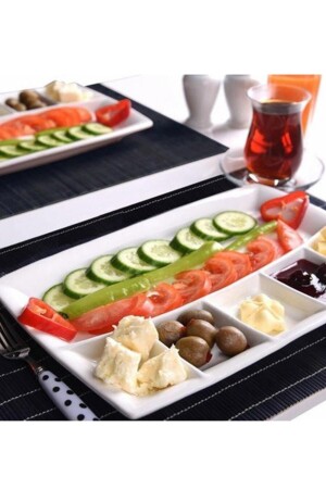 White 6 Compartment Ceramic Breakfast Plate BST-CKR-3040 - Hera