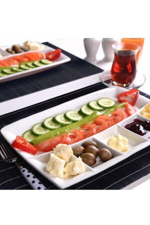 White 6 Compartment Ceramic Breakfast Plate BST-CKR-3040 - Hera