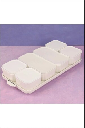 White 7-Piece Porcelain Corner Breakfast Bowl with Lid ACAR0161 - Acarlar