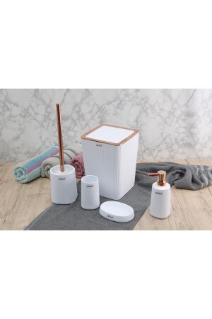 White Acrylic Striped Bathroom Set 5 Piece Bathroom Set AROW-TR2651-BYZ - AROW