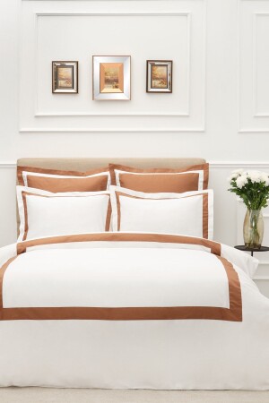 White Col Porto Gold Double Percale Duvet Cover Set 200. 21. 01. 0066 - Karaca Home