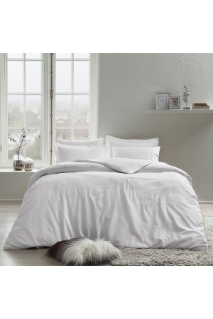 White Collection Logo Cotton Jacquard Satin Double Duvet Cover Case White 60244695 - Linens