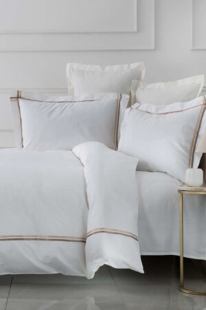 White Collection Valse Beige Satin Striped Percale Double Duvet Cover Set 200. 20. 01. 0101 - Karaca Home