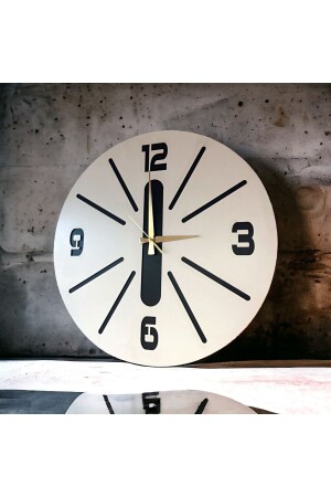 White Color Gift Wooden Decorative Wall Clock with Different Patterns 50cm whiteblackpair - AA Shop