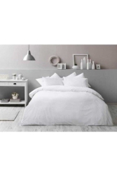 White Color Single Duvet Cover Set with Elastic Sheet, solid color for single person - sedali home