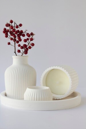 White Color Special Design Scented Candle and Vase Accessory Set - Homeartplus