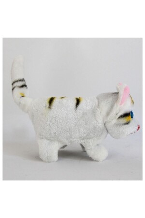 White Color Walking Meowing Cat Moving Plush Cat With Lights Sounds - Halley Peluş Oyuncak