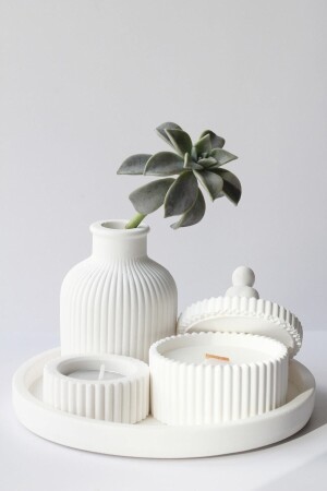 White Color special Design Scented Candle and Vase Accessory Set (TEALIGHT IS EXCLUDED) set1 - homeartplus